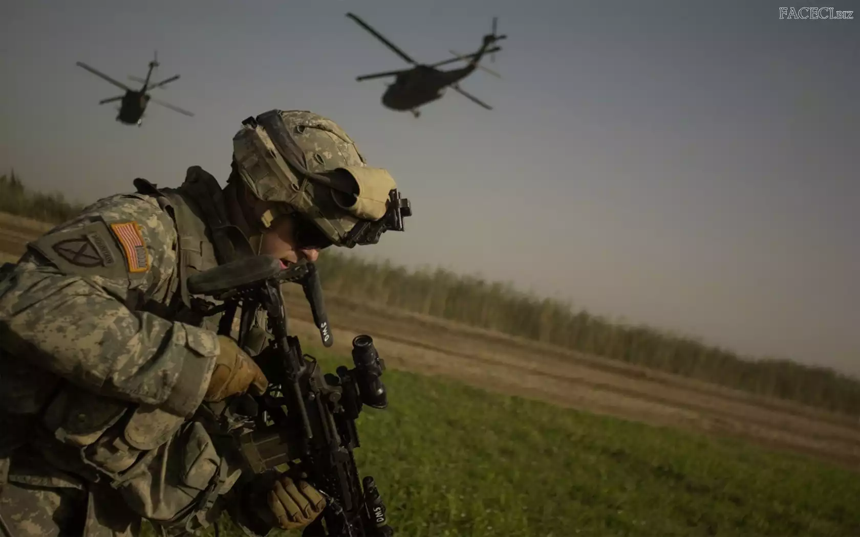 Helikoptery, Żołnierz, Karabin